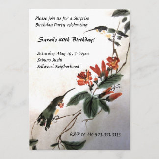 Hummingbird Birthday Invitation