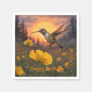 Hummingbird Birthday  Napkin