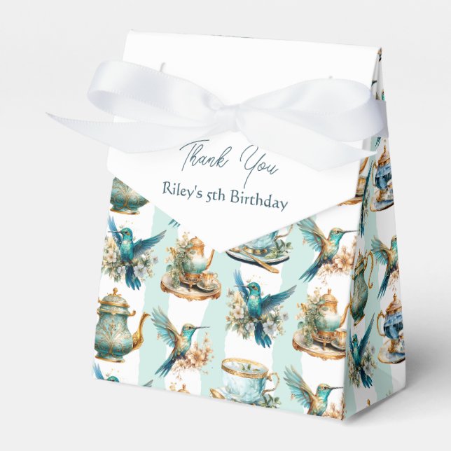 Hummingbird Birthday Tea Party Favour Box (Front Side)
