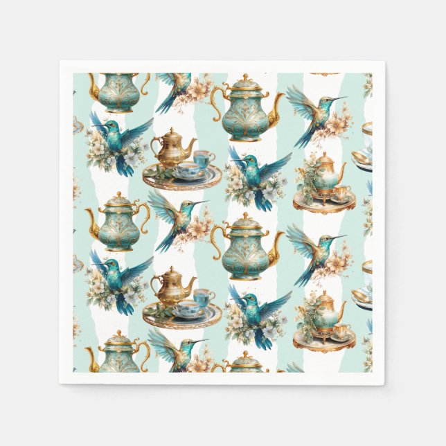 Hummingbird Birthday Tea Party Napkin (Front)