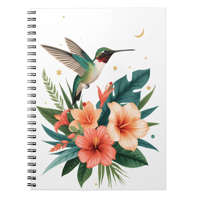 Hummingbird Bloom Tropical Botanical Notebook (Front)