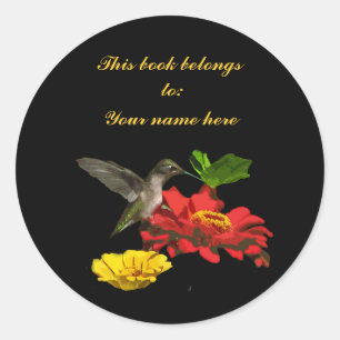Hummingbird Bookplate Classic Round Sticker