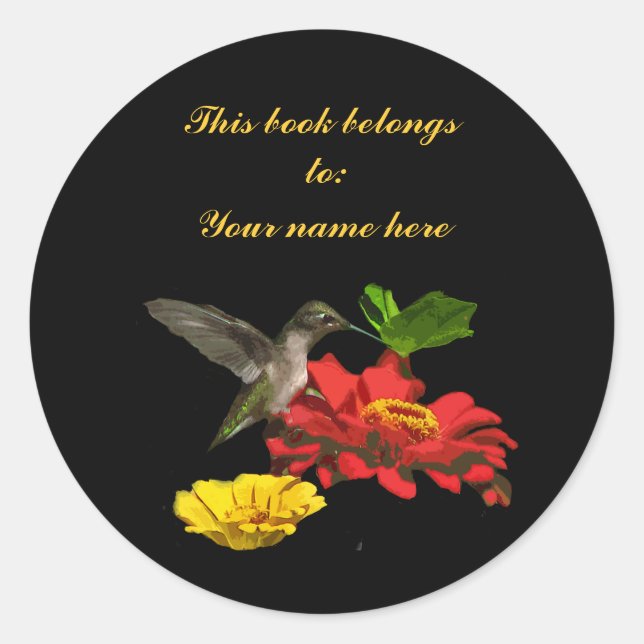 Hummingbird Bookplate Classic Round Sticker (Front)