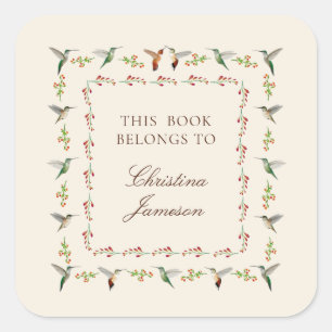 Hummingbird Bookplate Square Sticker