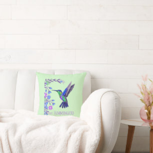 Hummingbird Botanical Flowers for bird lover Cushion