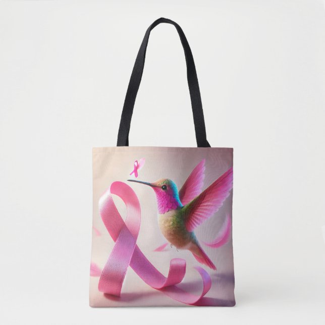 Hummingbird Breast Cancer Awareness Tote  (Front)