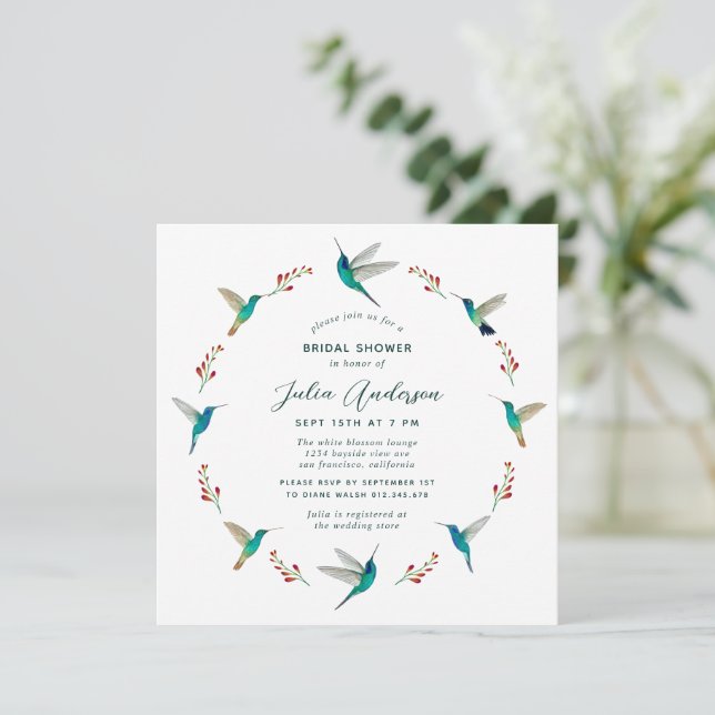 Hummingbird Bridal Shower Announcement (Standing Front)