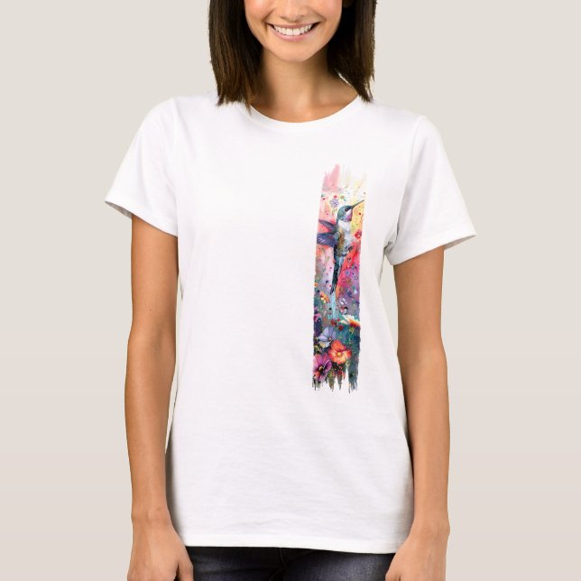 Hummingbird Brushstroke Paint T-Shirt (Front)