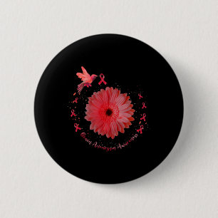 Hummingbird Burgundy Sunflower Brain Aneurysm Awar 6 Cm Round Badge