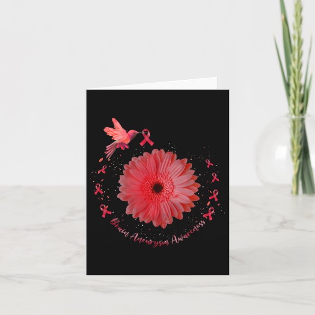 Hummingbird Burgundy Sunflower Brain Aneurysm Awar Card (Front)