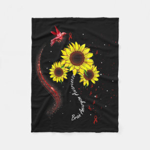 Hummingbird Burgundy Sunflower Brain Aneurysm Awar Fleece Blanket