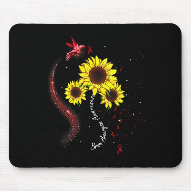 Hummingbird Burgundy Sunflower Brain Aneurysm Awar Mouse Mat (Front)