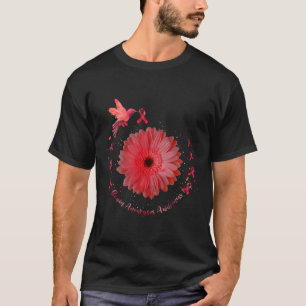 Hummingbird Burgundy Sunflower Brain Aneurysm Awar T-Shirt
