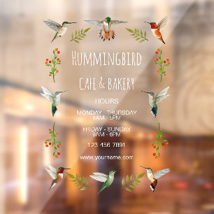 Hummingbird Business Window Cling