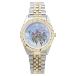 Hummingbird Butterflies Iris Flowers Personalised Watch
