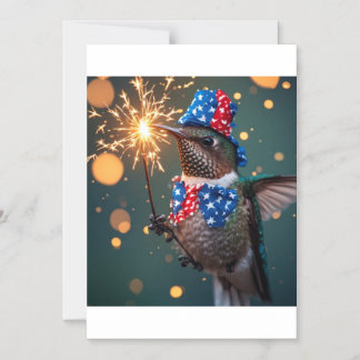 Hummingbird Celebrating Fourth of July Magnetic Invitation