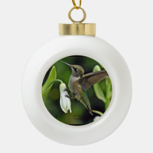 Hummingbird Ceramic Ball Christmas Ornament