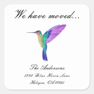 Hummingbird Change of Address Square Sticker