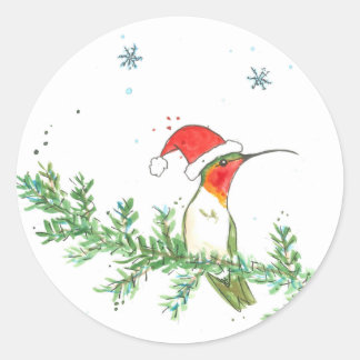 Hummingbird Christmas Classic Round Sticker