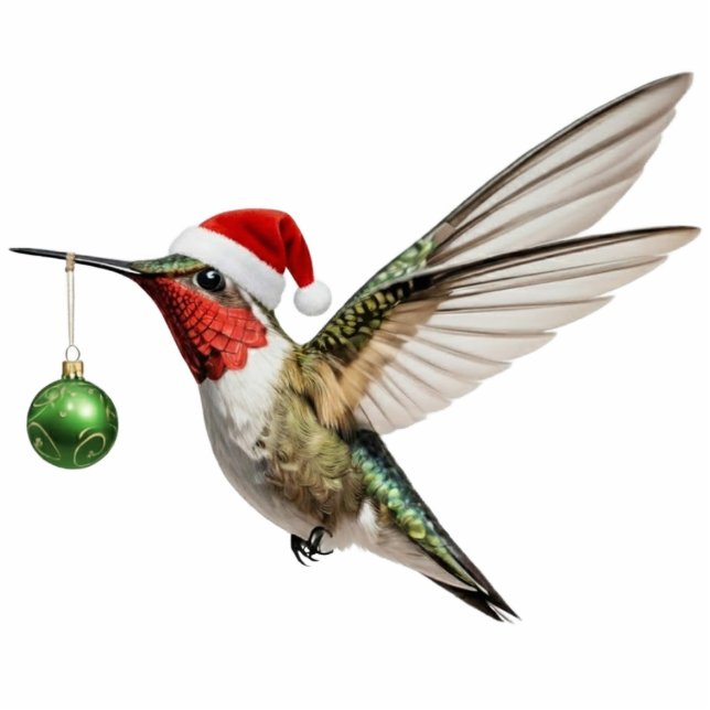 Hummingbird Christmas Ornament & green decoration Photo Sculpture Decoration (Front)