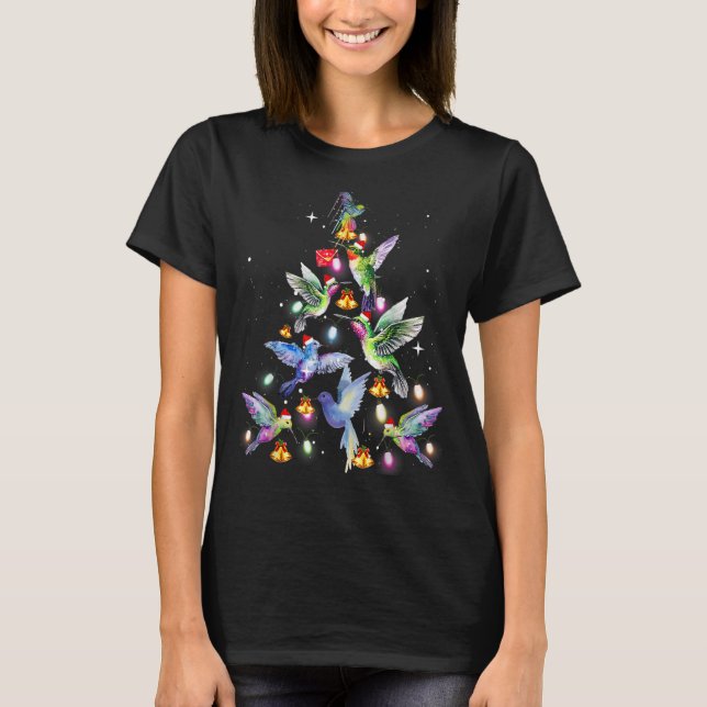 Hummingbird Christmas Tree Matching Family Group T-Shirt (Front)