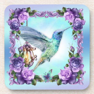 Hummingbird coasters with cork back - set of 6