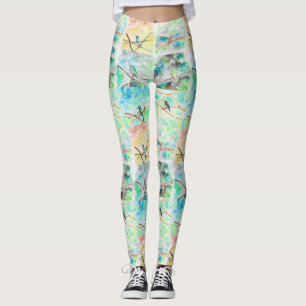 Hummingbird Collection Watercolor Paintings Leggings