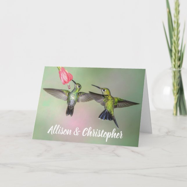 Hummingbird Couple Anniversary Personalised Card (Front)