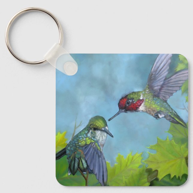 Hummingbird Courtship Keychain  (Front)