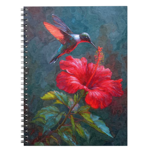 Hummingbird Crimson Hibiscus Notebook (Front)