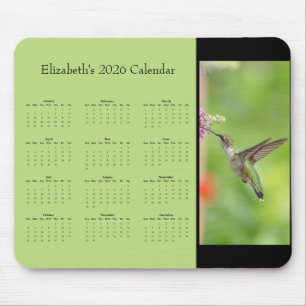 Hummingbird - Customizable full year 2026 calendar Mouse Mat