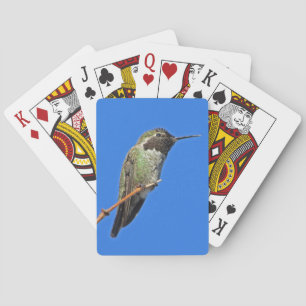 Hummingbird Cute Bright Blue Sky Photo Small Bird Playing Cards