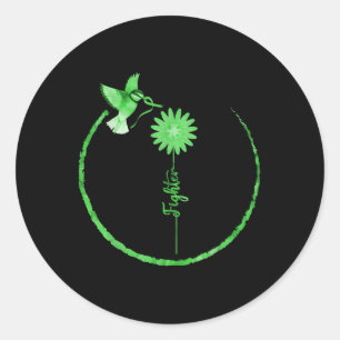 Hummingbird Daisy Ribbon Mental Health Awareness C Classic Round Sticker