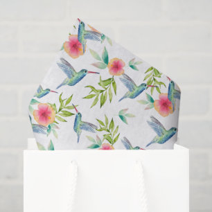 Hummingbird Decoupage Paper, Garden Floral Tissue Paper