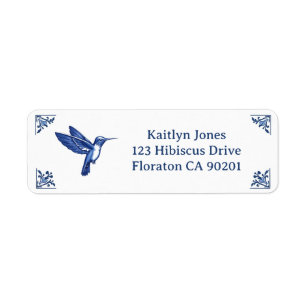 Hummingbird Delft Blue and White Bird Address