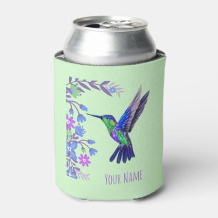 Hummingbird Design Botanical Flowers Bird Lovers Can Cooler