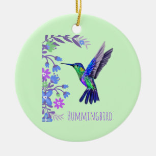 Hummingbird Design Botanical Flowers Bird Lovers Ceramic Tree Decoration