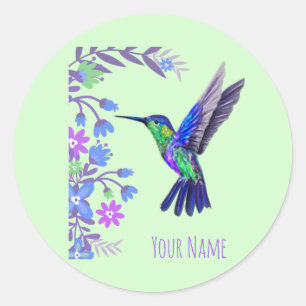 Hummingbird Design Botanical Flowers Bird Lovers Classic Round Sticker