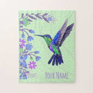Hummingbird Design Botanical Flowers Bird Lovers Jigsaw Puzzle