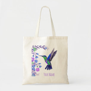 Hummingbird Design Botanical Flowers Bird Lovers Tote Bag