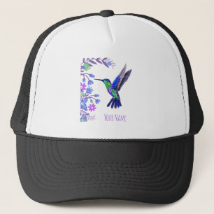 Hummingbird Design Botanical Flowers Bird Lovers Trucker Hat