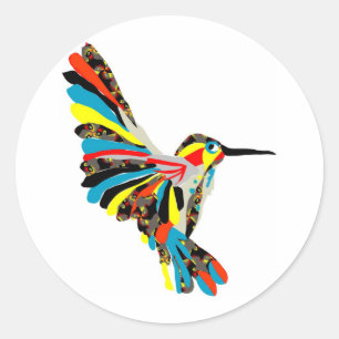 hummingbird drawing classic round sticker
