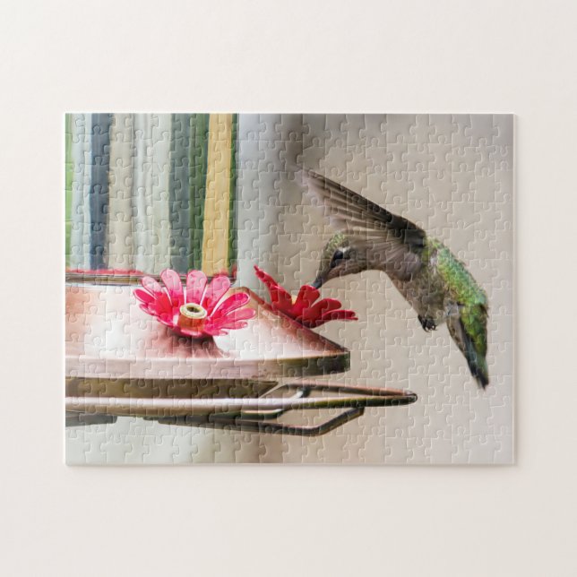 Hummingbird Drinking from a Feeder Puzzle (Horizontal)