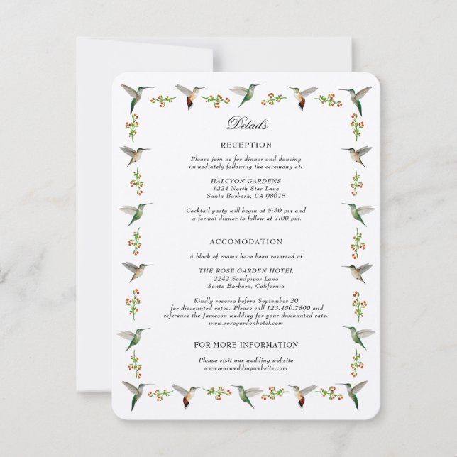 Hummingbird Enclosure Card (Front)