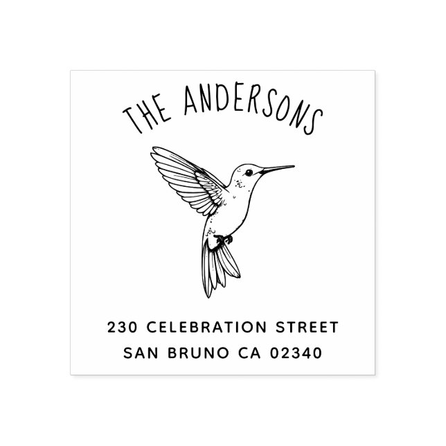 Hummingbird Family Address Delicate Sweetness Rubber Stamp (Imprint)