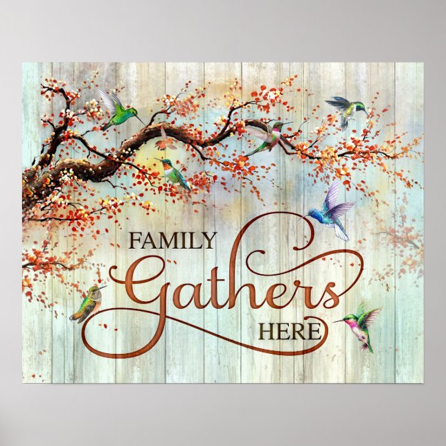 Hummingbird Family Gathers Here Housewarming Gifts Poster (Front)