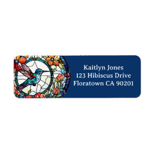 Hummingbird Faux Stained Glass Bird custom address