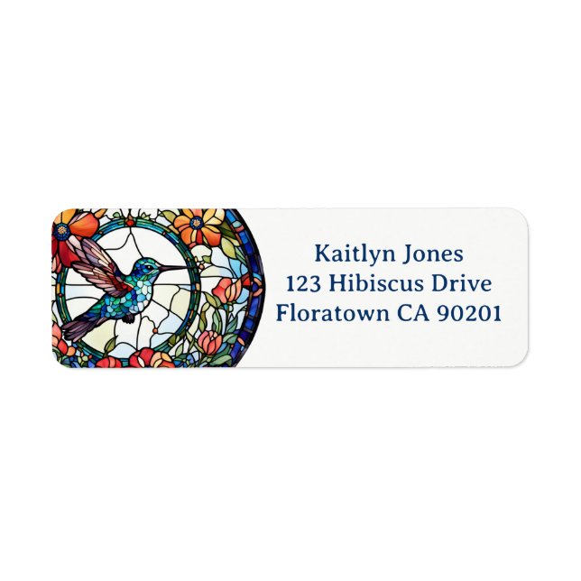 Hummingbird Faux Stained Glass Bird custom address (Front)