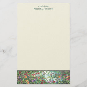 Hummingbird Faux Stained Glass Personalized Name Stationery
