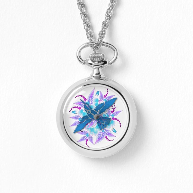 Hummingbird Floral Art Deco Watch (Front)